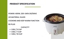 1.0L Rice Cooker - NON STICK AUTOMATIC ELECTRIC COOKER - 400 w