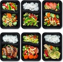 10 PACK - 2 Compartment Meal Prep Containers - Reusable BPA Free Plastic Food Storage Trays 32OZ
