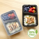 10 PACK - 2 Compartment Meal Prep Containers - Reusable BPA Free Plastic Food Storage Trays 32OZ