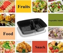 10 PACK - 2 Compartment Meal Prep Containers - Reusable BPA Free Plastic Food Storage Trays 32OZ