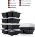 10 PACK - 2 Compartment Meal Prep Containers - Reusable BPA Free Plastic Food Storage Trays 32OZ