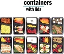 10 PACK - 2 Compartment Meal Prep Containers - Reusable BPA Free Plastic Food Storage Trays 32OZ