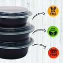 10 X Round Plastic Meal Prep Containers - Reusable BPA Free Food Containers with Airtight Lids 32 OZ