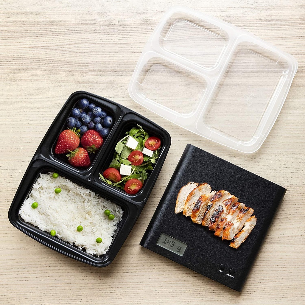 10 PACK 3 Compartment Meal Prep Container Plastic Food Storage Trays