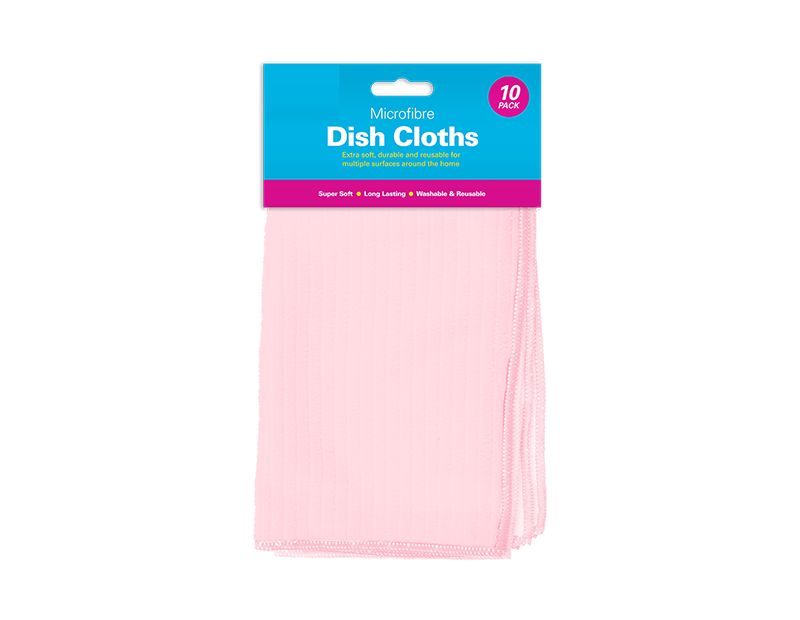 10 pk Microfiber Colour Dish Cloths