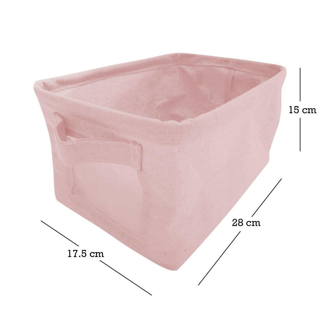 1 x Foldable Canvas Storage Box Collapsible - 28cm x 17.5cm x 15cm-Blush-Pink