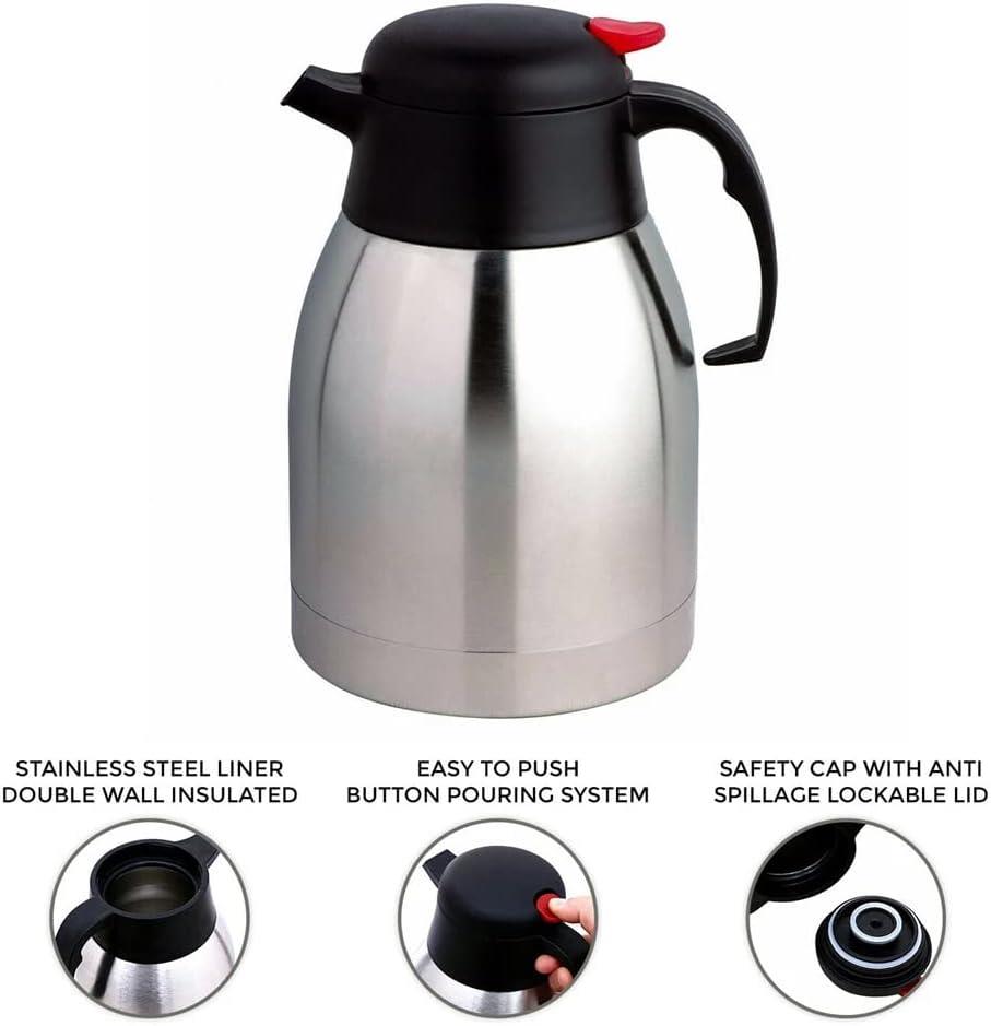 1.5L Stainless Steel Double Wall Jug Vacuum Thermos Flask Teapot Coffee