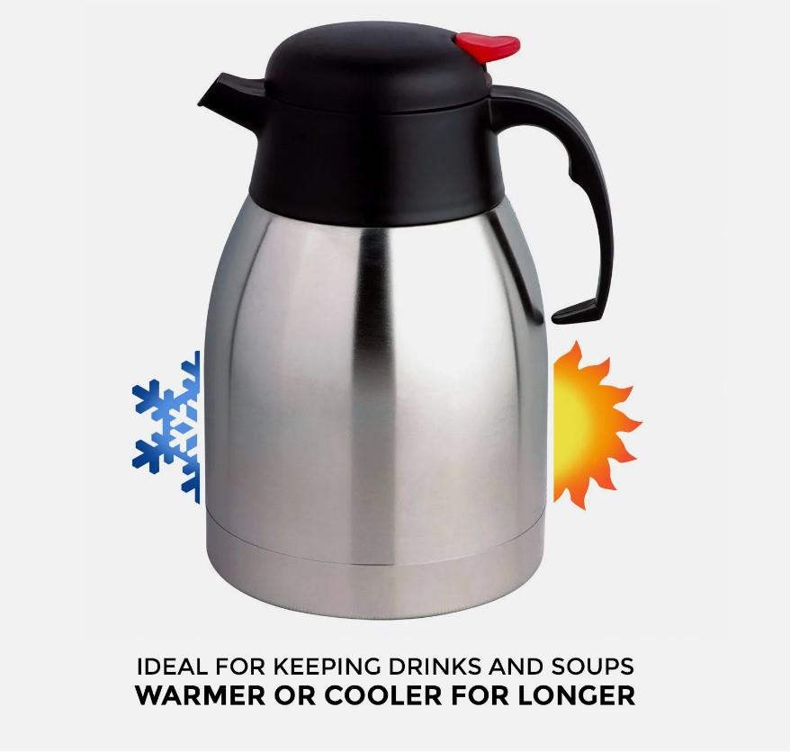 1.5L Stainless Steel Double Wall Jug Vacuum Thermos Flask Teapot Coffee