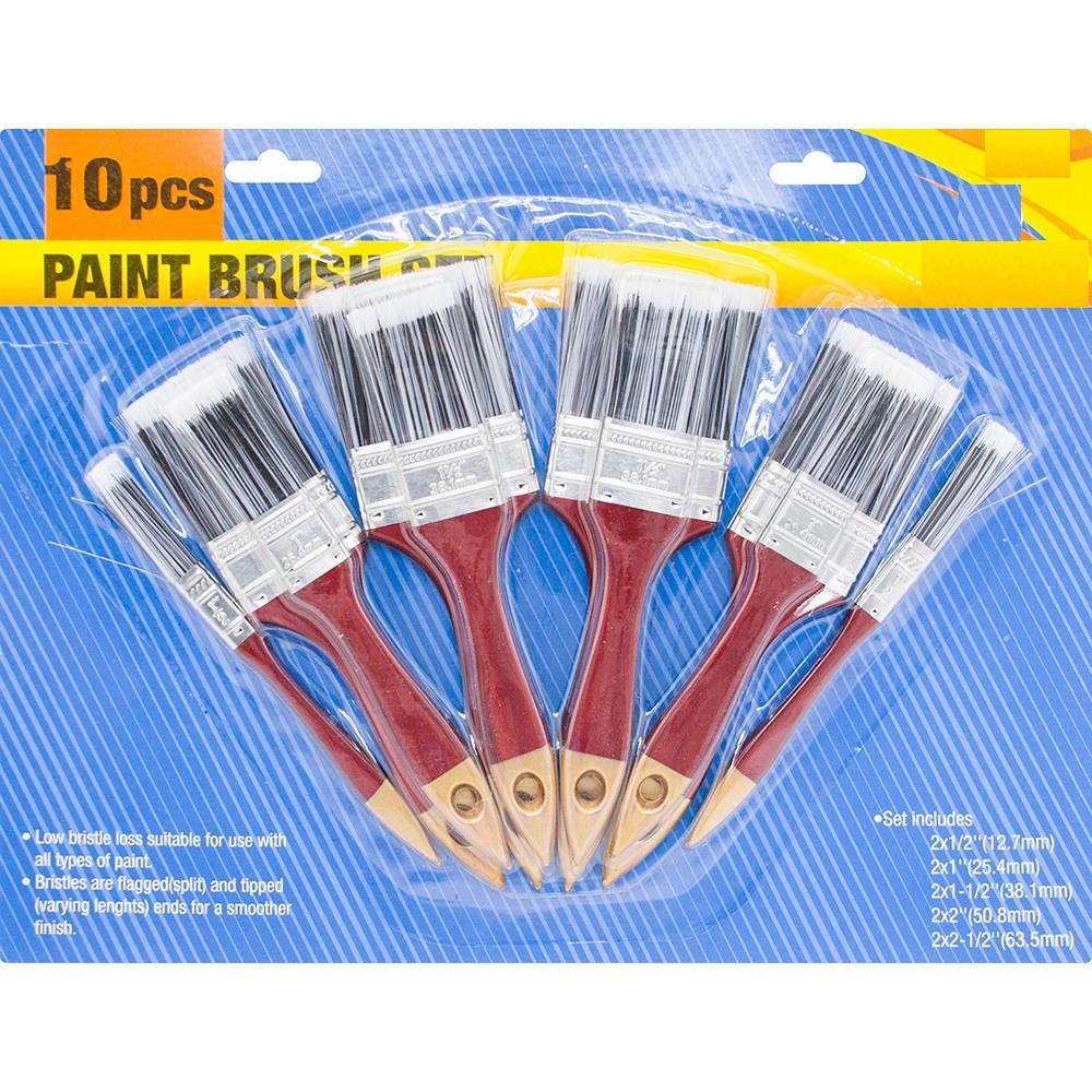 10 Pack Paint Brush Fine Brushes DIY Set - (1/2" 1" 1.5" 2" 2.5")