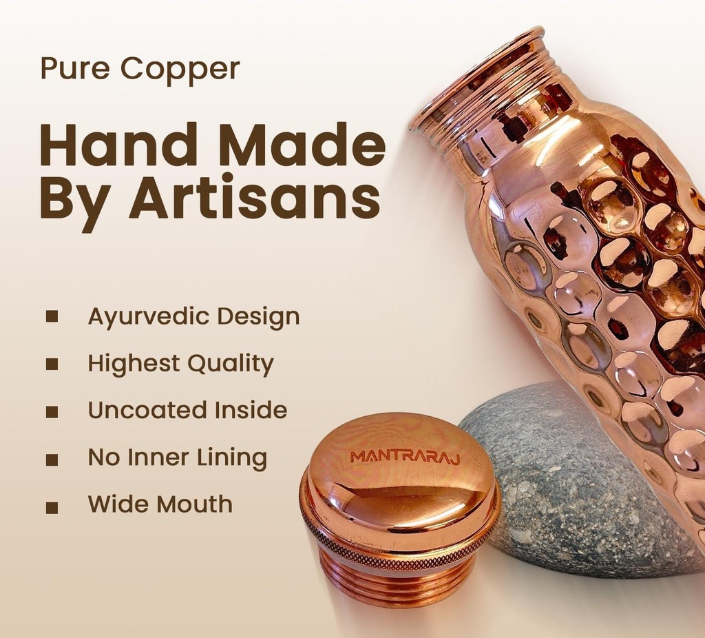 1 Liter Copper Water Bottle - Diamond