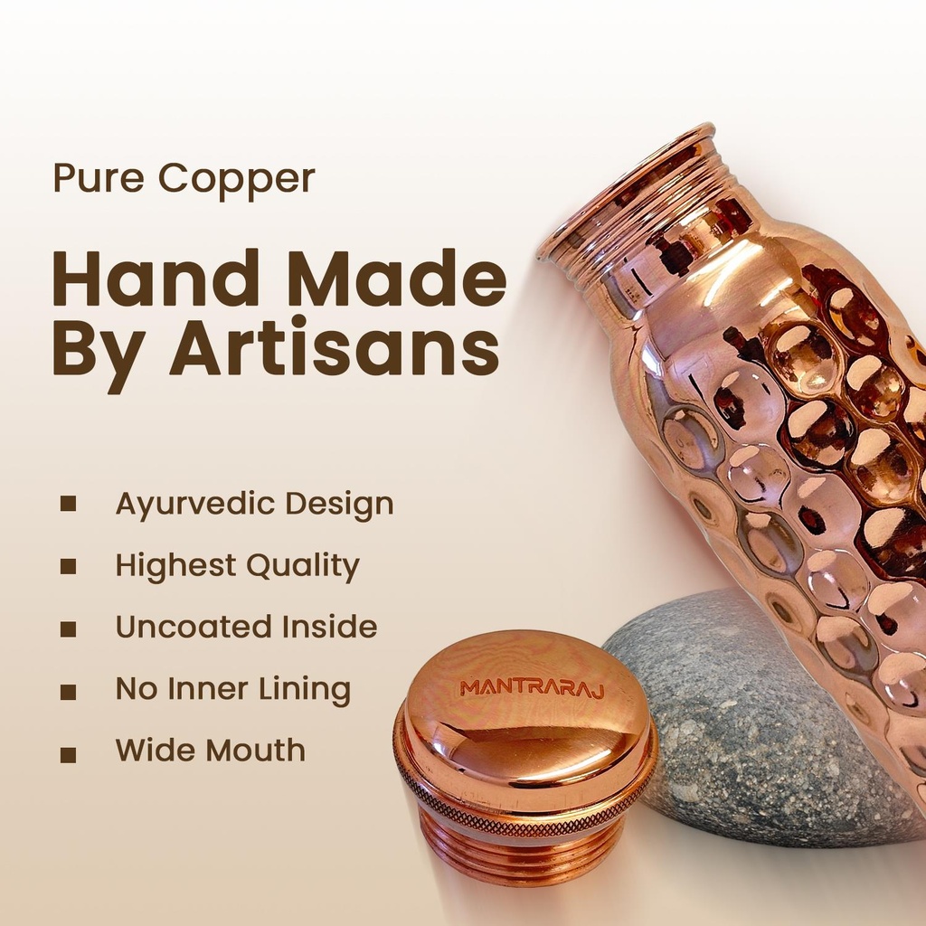 1 Liter Copper Water Bottle - Diamond