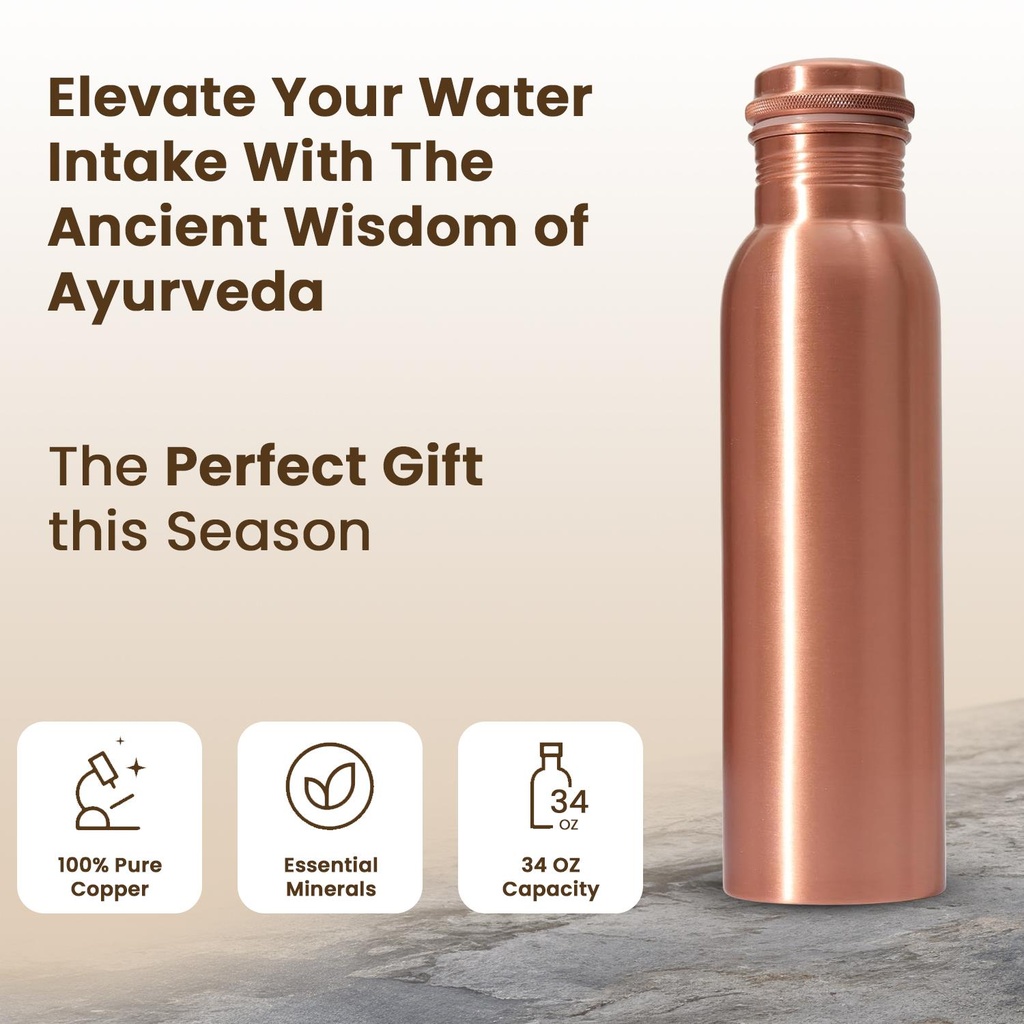1 Liter Copper Water Bottle - Plain