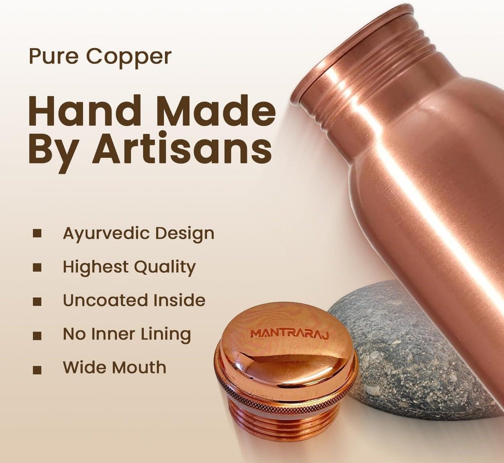 1 Liter Copper Water Bottle - Plain