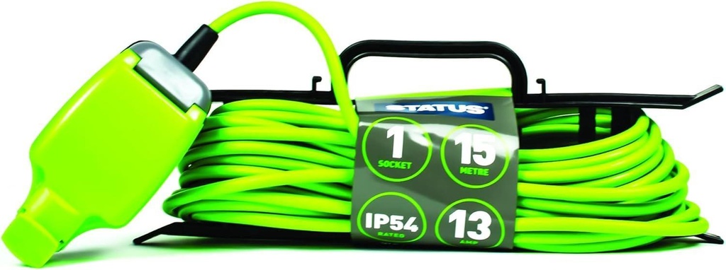 1 Socket Extension Lead 5/10/15M Green Waterproof Extension Cable 13 amp