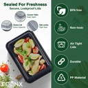 50 X 34Oz 3 Compartment Plastic Black Meal Prep Container With Lids