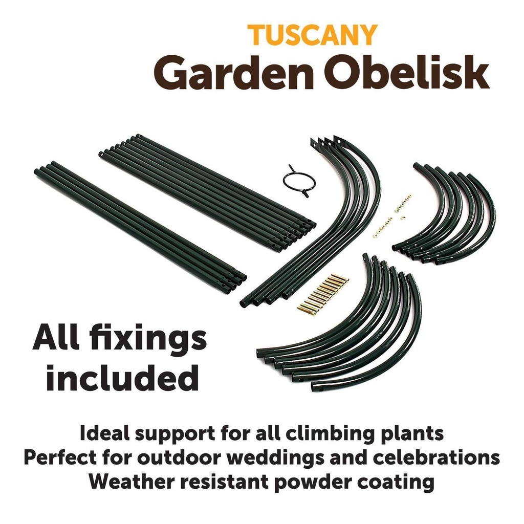 1.9M Easy Obelisk Black Garden Metal Obelisk Trellis