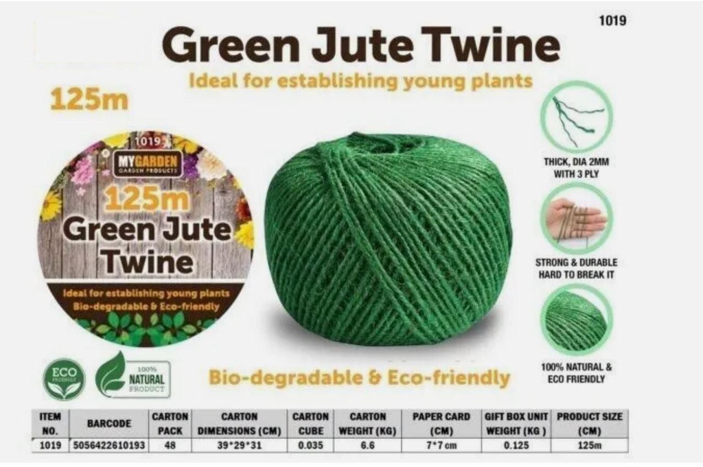 125m Garden Jute Twine Green Plant Support String