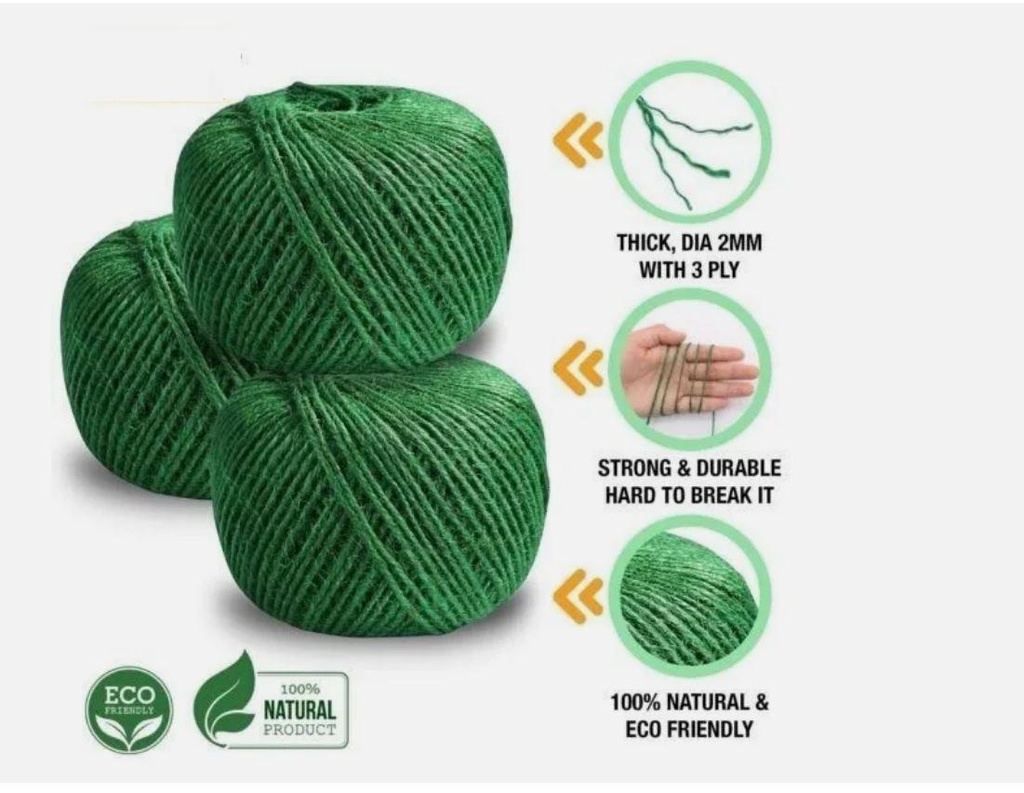 125m Garden Jute Twine Green Plant Support String Pack Of 3