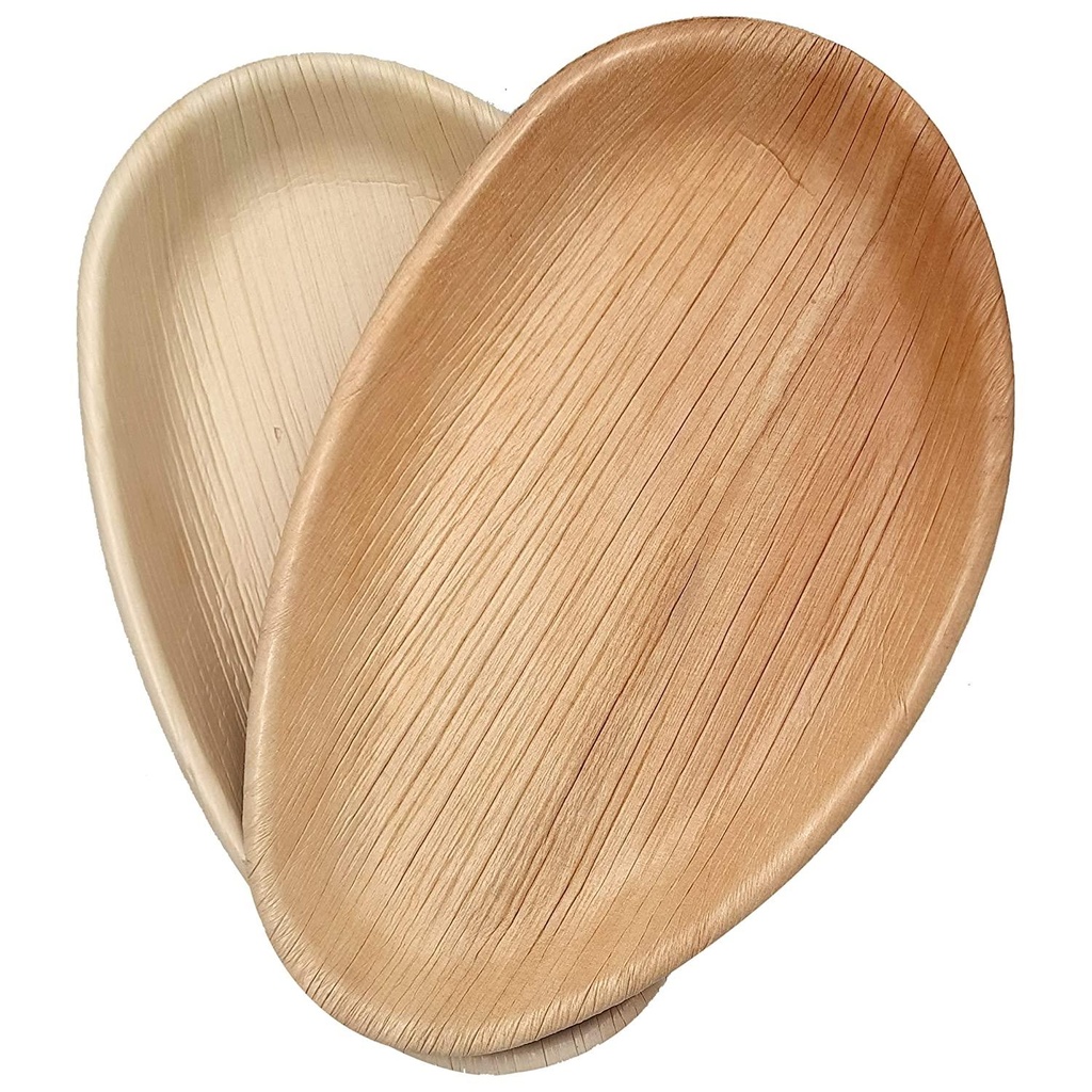 10'' Palm Leaf Plate Plates 10x6 Inch Oval - 10 pcs