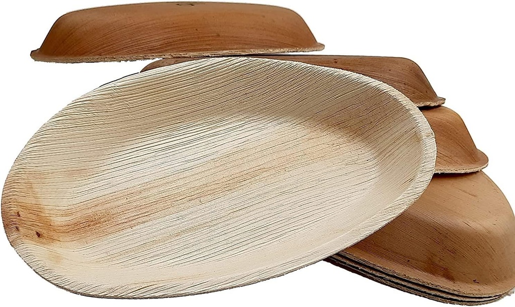 10'' Palm Leaf Plate Plates 10x6 Inch Oval - 10 pcs