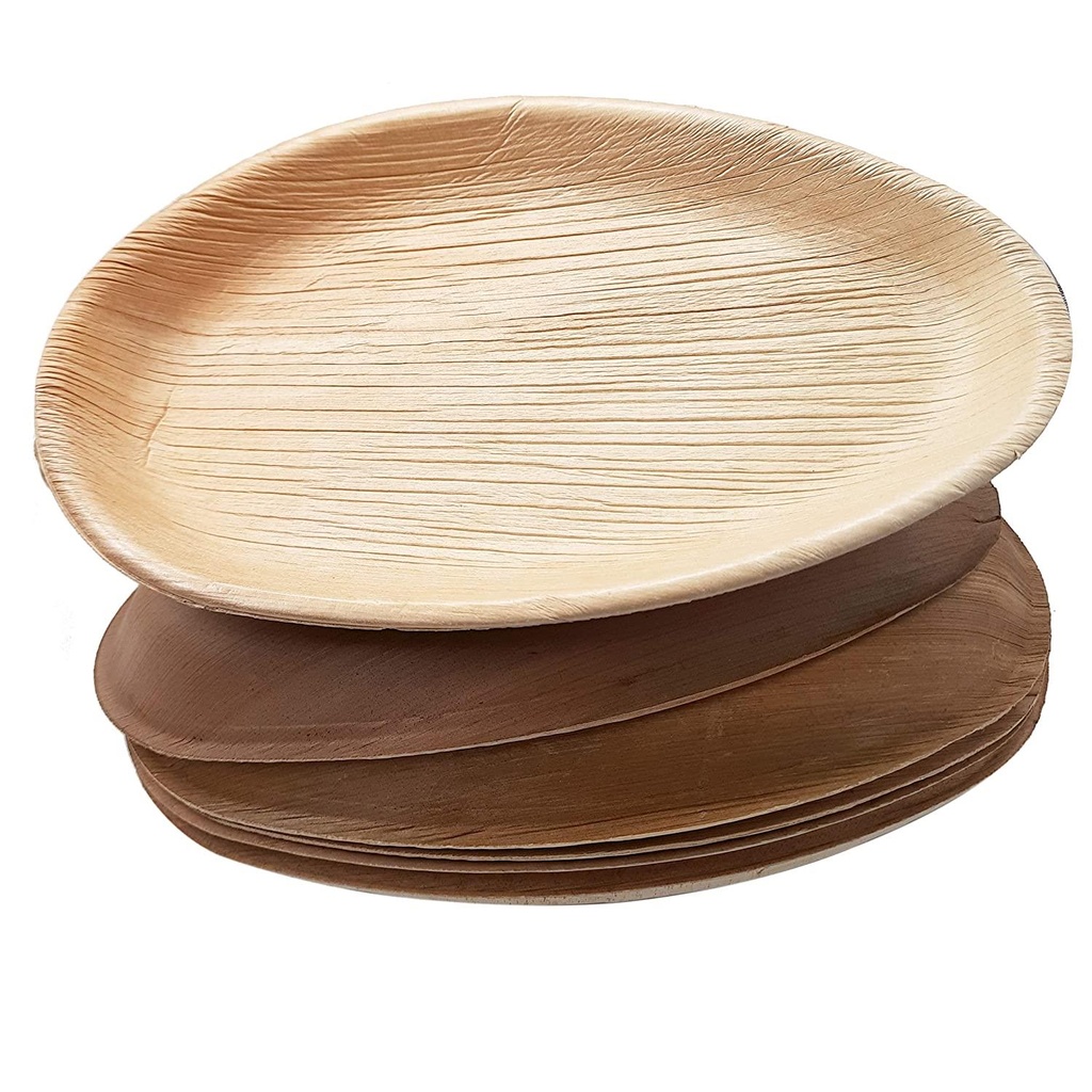 10'' Palm Leaf Plate Plates 10x6 Inch Oval - 10 pcs