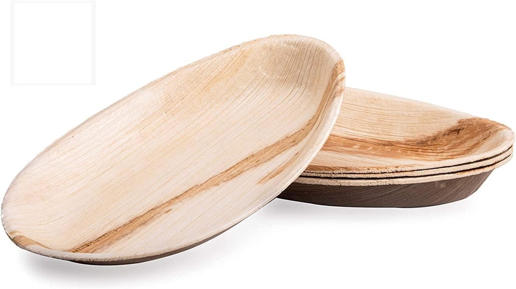 10'' Palm Leaf Plate Plates 10x6 Inch Oval - 10 pcs