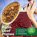 10'' Palm Leaf Plate Plates 10x6 Inch Oval - 10 pcs