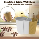 1000 X 12oz Disposable Kraft Ripple Paper Cups Insulated Brown Paper Cups