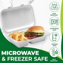 100 PACK 2 Compartment Bagasse Clamshell Takeaway Boxes