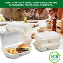 100 PACK 2 Compartment Bagasse Clamshell Takeaway Boxes