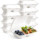 100 PACK 2 Compartment Bagasse Clamshell Takeaway Boxes
