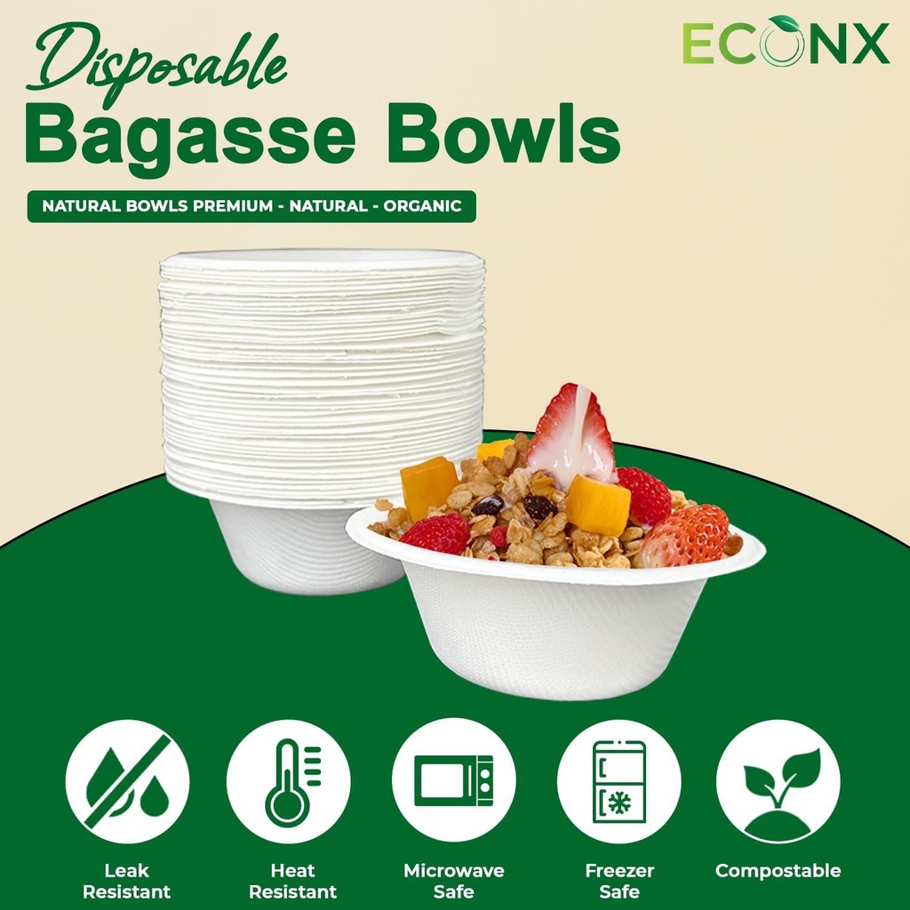 100 X 6oz 180ml Bowl  Bagasse
