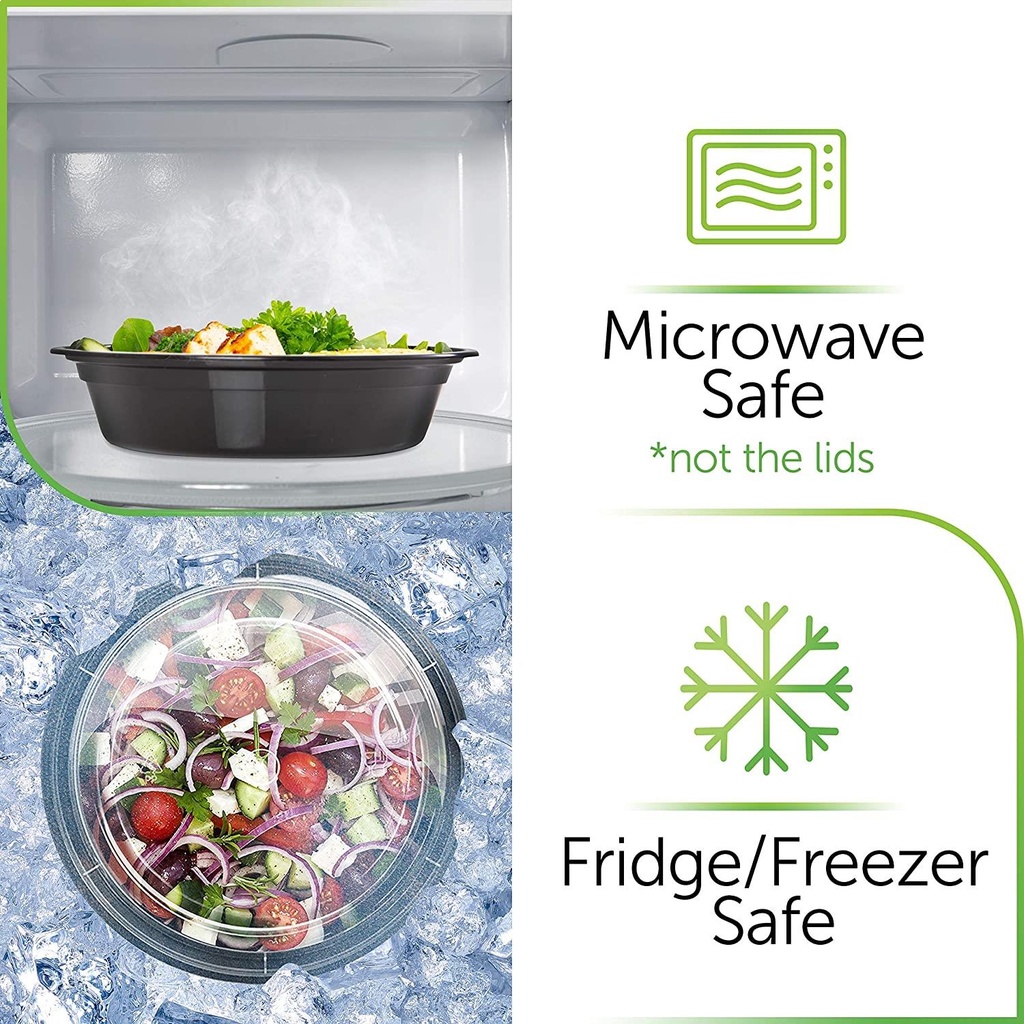 10 X Round Plastic Meal Prep Containers - Reusable BPA Free with Airtight Lids