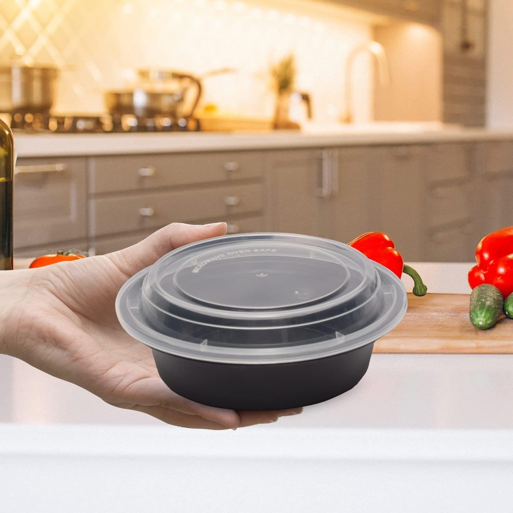 10 X Round Plastic Meal Prep Containers - Reusable BPA Free with Airtight Lids