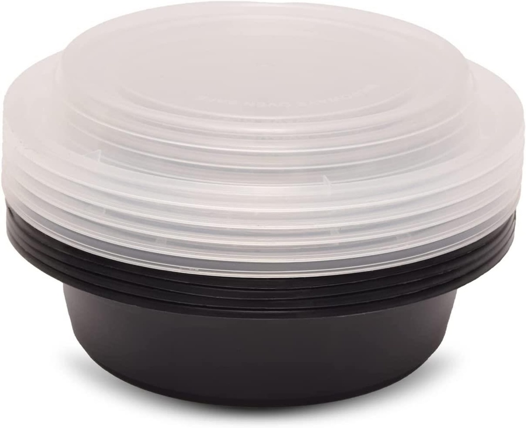 10 X Round Plastic Meal Prep Containers - Reusable BPA Free with Airtight Lids