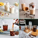 100 X Clear Smoothie Cup PET (342ml/12oz) With CLEAR DOME LID WITH HOLE-98mm