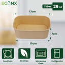 100 X 26oz 750ml Kraft Paper Disposable Container with Paper Lids Take Away Paper Lunch Box Food Container