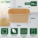 100 X 35oz 1000ml Kraft Paper Disposable Container with Paper Lids Take Away Paper Lunch Box Food Container