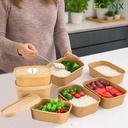 100 x 18oz 500ml Kraft Paper Disposable Container with Paper Lids Take Away Paper Lunch Box Food Container
