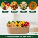 100 x 18oz 500ml Kraft Paper Disposable Container with Paper Lids Take Away Paper Lunch Box Food Container