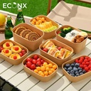 100 x 18oz 500ml Kraft Paper Disposable Container with Paper Lids Take Away Paper Lunch Box Food Container