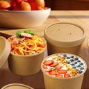 100 x Paper Soup Cup+Lid (227ml/8oz) Kraft Pack of 100