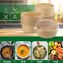 1000ML KRAFT SALAD BOWL WITH LID - 35 Oz 100pack