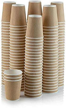 100 X 4OZ RIPPLE WALL PAPER CUP DISPOSABLE KRAFT 3 PLY