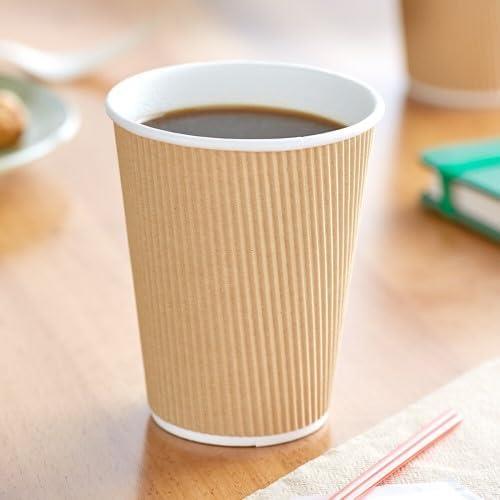 100 X 4OZ RIPPLE WALL PAPER CUP DISPOSABLE KRAFT 3 PLY