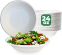 100 pcs Disposable Paper Bowls 24oz Eco-Friendly Sugarcane