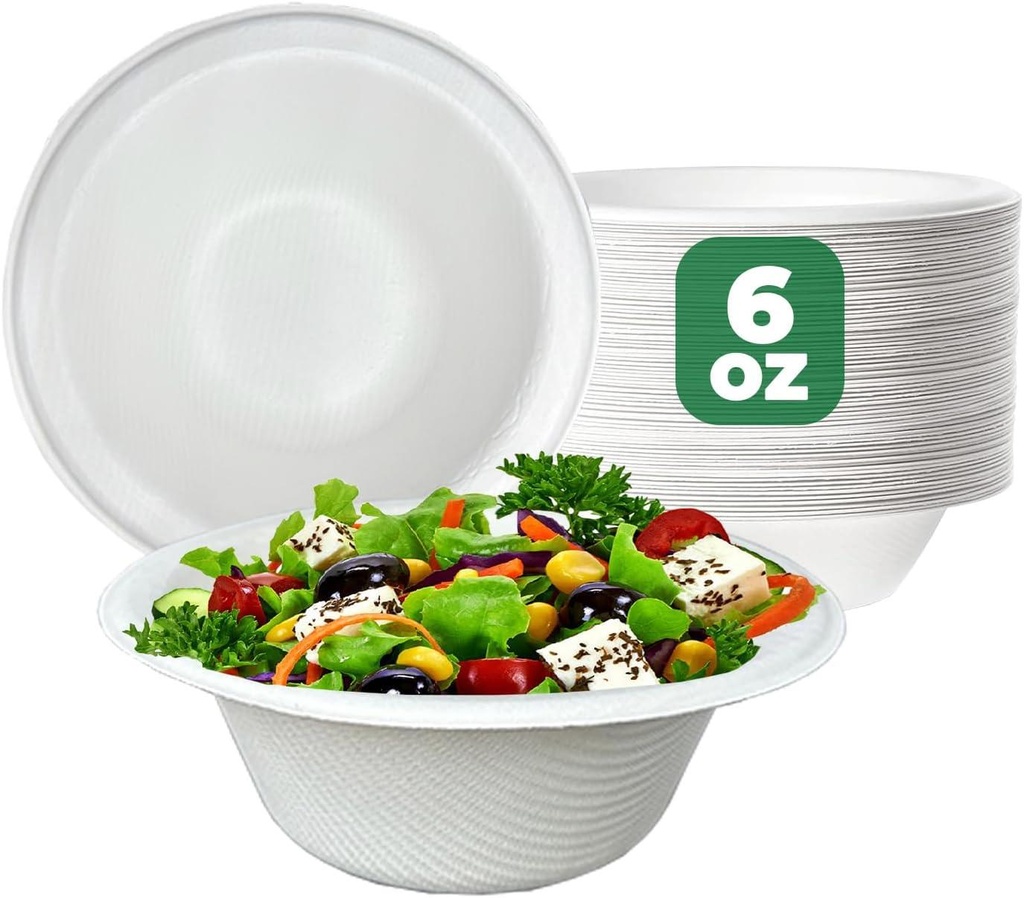100 X 6Oz Biodegradable Bagasse Bowls