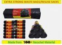 10 X 100L Heavy Duty Black Bin Bag Refuse Sacks