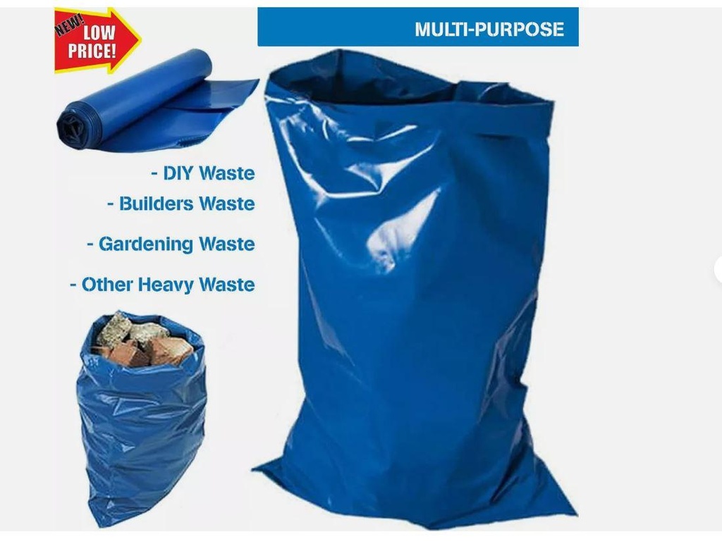 10 X Rolls Of 5 Heavy Duty Blue Rubble Bags
