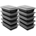 50 X 38Oz 1 Compartment Plastic Black Meal Prep Container With Lids